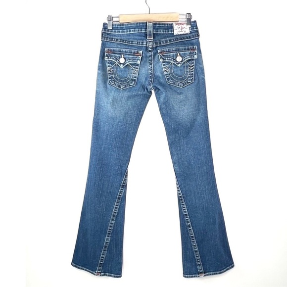 True Religion Jeans “Joey” Flare Twisted Seam Women’s Size 28 / 4 Low Rise - Picture 2 of 11